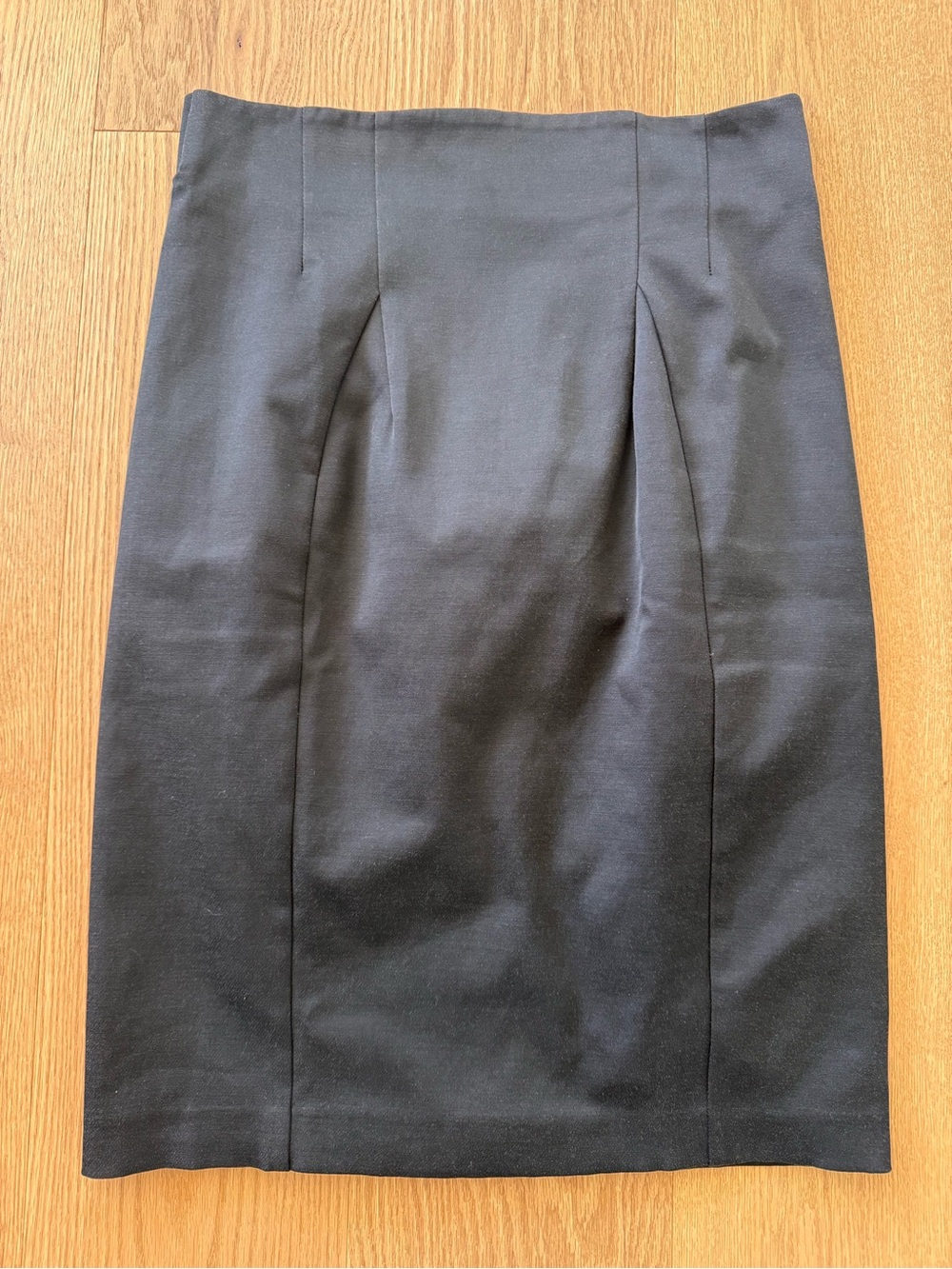 ZARA Black Pencil Skirt Gold Zip Back Slit Size L Work Office Chic